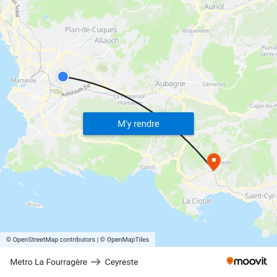 Métro La Fourragère to Ceyreste map