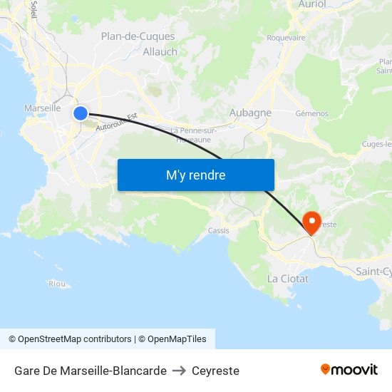 Gare De Marseille-Blancarde to Ceyreste map