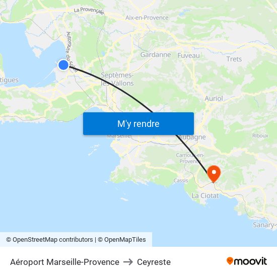 Aéroport Marseille-Provence to Ceyreste map