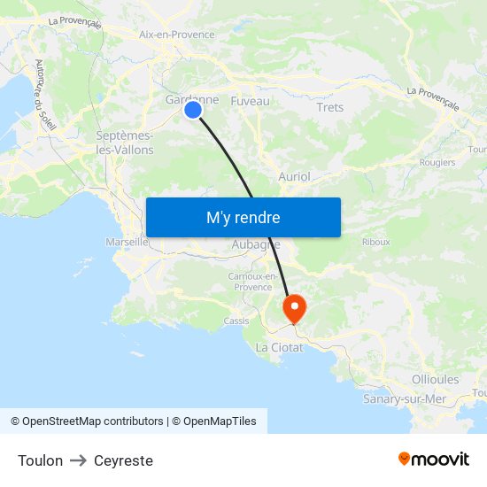 Toulon to Ceyreste map