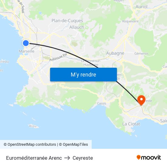 Euroméditerranée Arenc to Ceyreste map