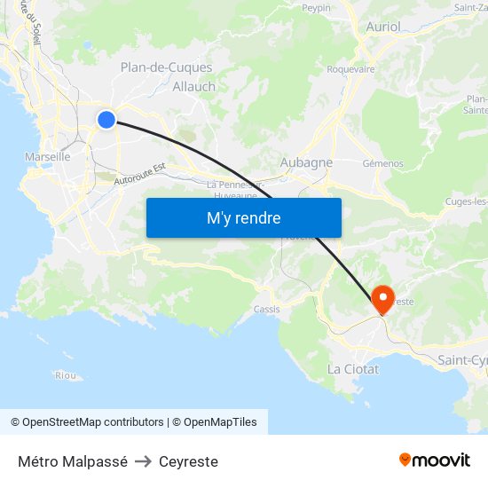 Métro Malpassé to Ceyreste map