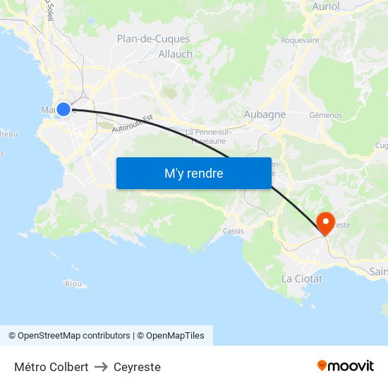 Métro Colbert to Ceyreste map