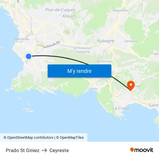 Prado St Giniez to Ceyreste map