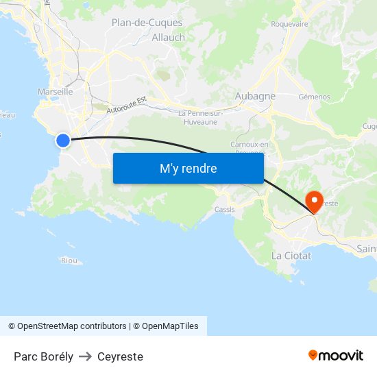 Parc Borély to Ceyreste map