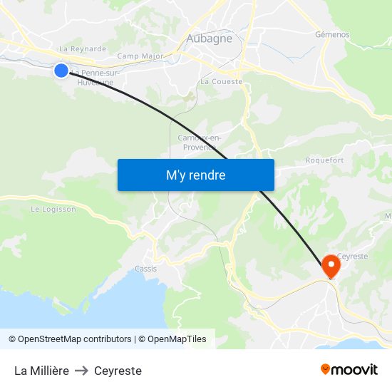 La Millière to Ceyreste map