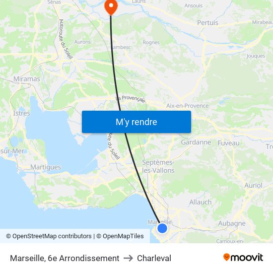 Marseille, 6e Arrondissement to Charleval map
