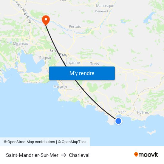 Saint-Mandrier-Sur-Mer to Charleval map