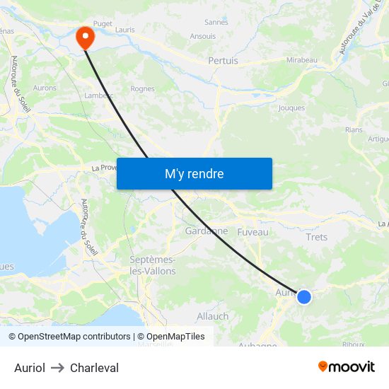 Auriol to Charleval map