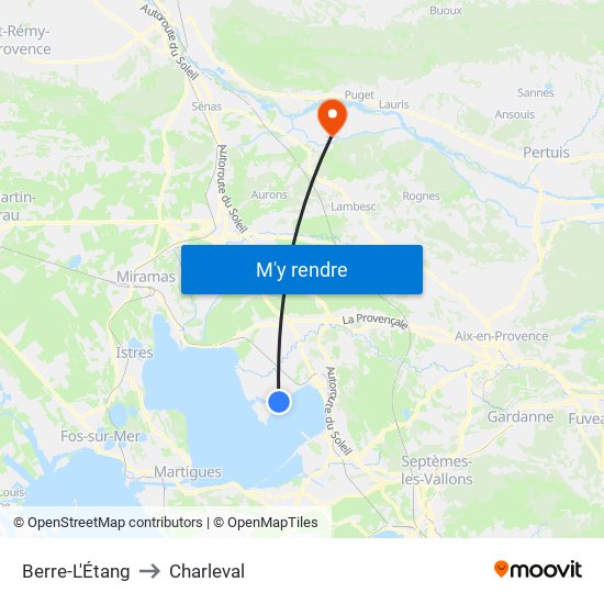 Berre-L'Étang to Charleval map