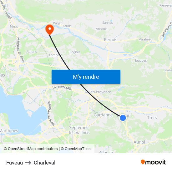 Fuveau to Charleval map