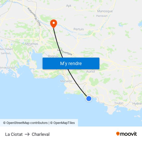 La Ciotat to Charleval map