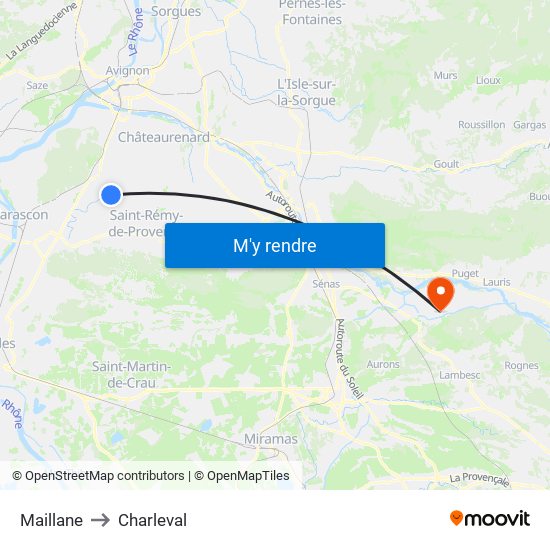 Maillane to Charleval map