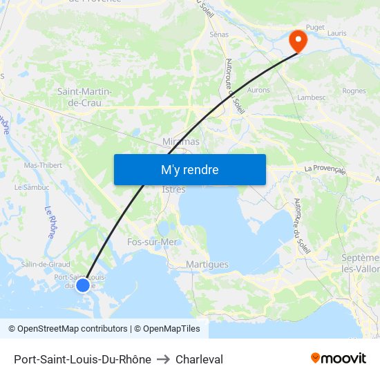 Port-Saint-Louis-Du-Rhône to Charleval map