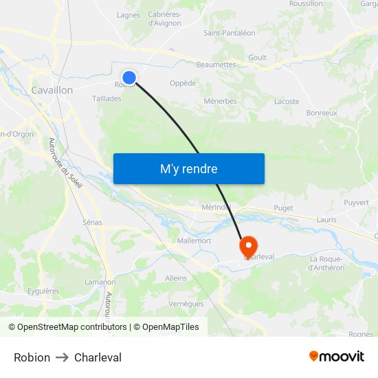 Robion to Charleval map