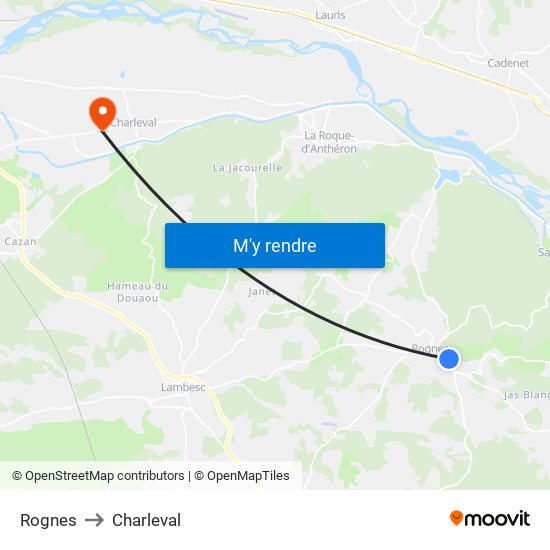 Rognes to Charleval map