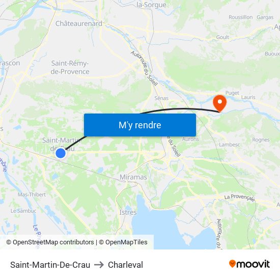 Saint-Martin-De-Crau to Charleval map