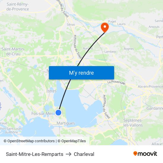 Saint-Mitre-Les-Remparts to Charleval map