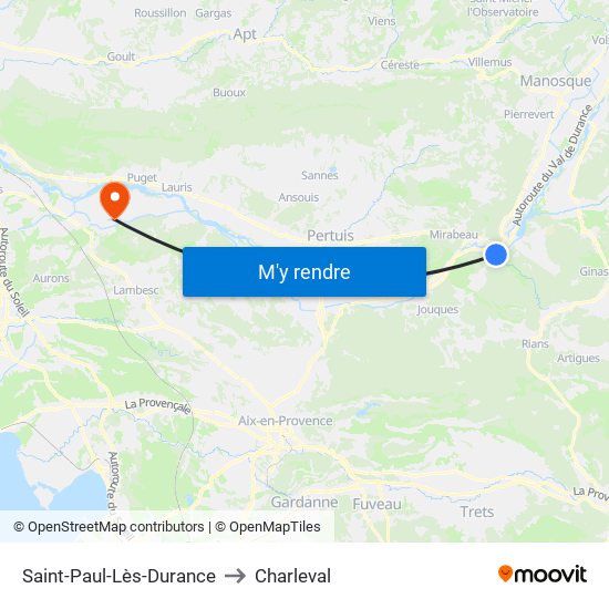 Saint-Paul-Lès-Durance to Charleval map