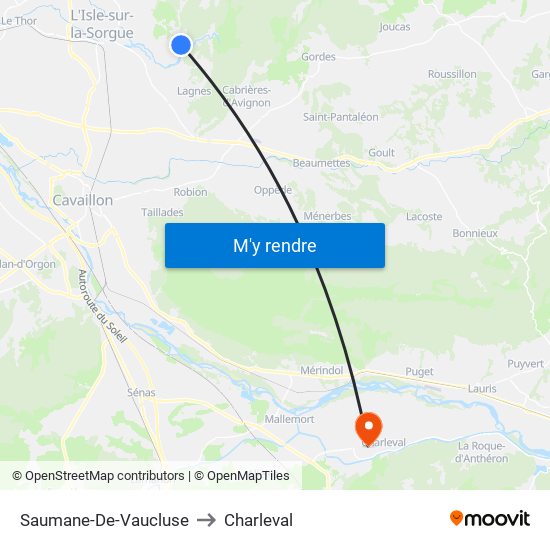 Saumane-De-Vaucluse to Charleval map