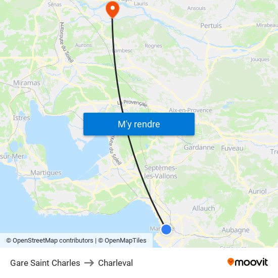 Gare Saint Charles to Charleval map