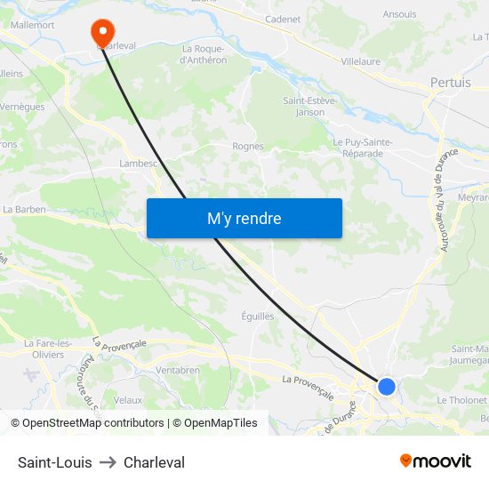 Saint-Louis to Charleval map