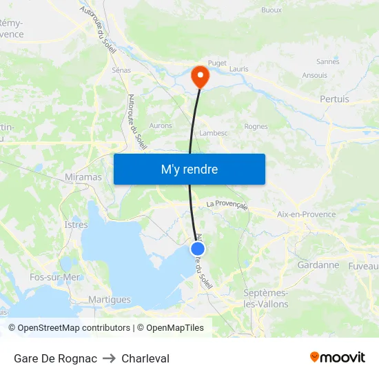 Gare De Rognac to Charleval map