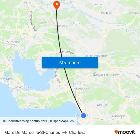 Gare De Marseille-St-Charles to Charleval map