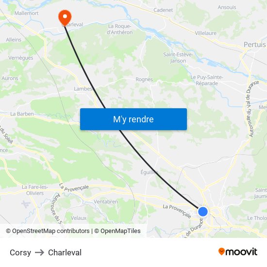 Corsy to Charleval map