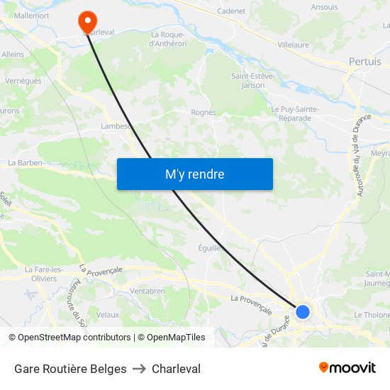 Gare Routière Belges to Charleval map