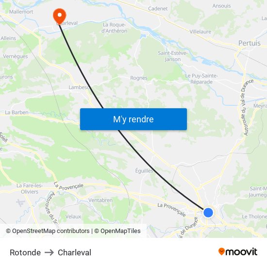 Rotonde to Charleval map