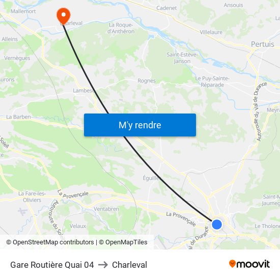 Gare Routière Quai 04 to Charleval map