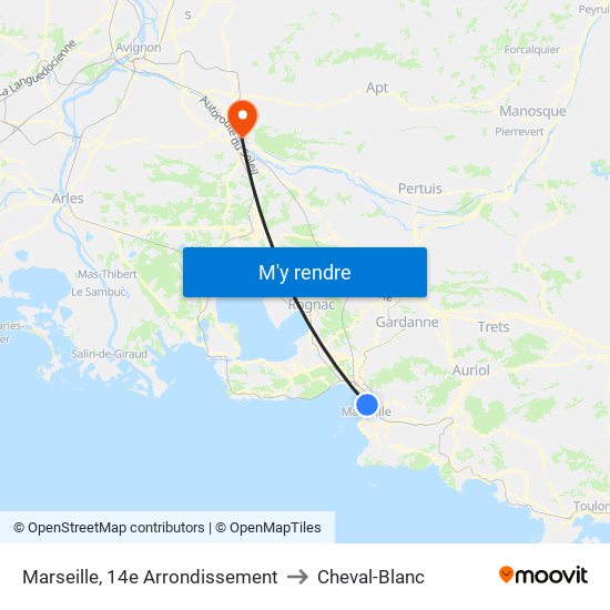 Marseille, 14e Arrondissement to Cheval-Blanc map