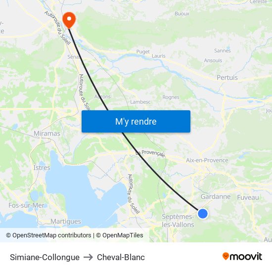 Simiane-Collongue to Cheval-Blanc map