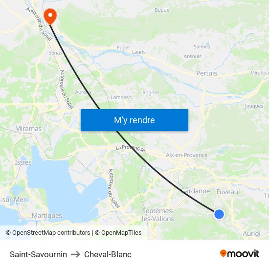 Saint-Savournin to Cheval-Blanc map