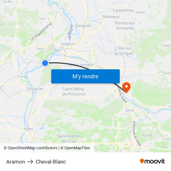 Aramon to Cheval-Blanc map