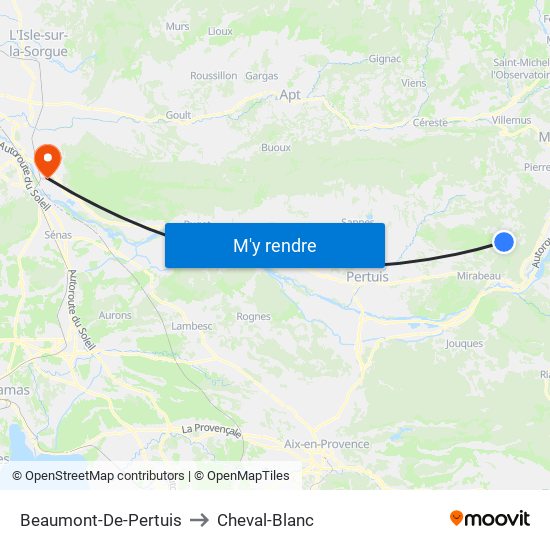 Beaumont-De-Pertuis to Cheval-Blanc map