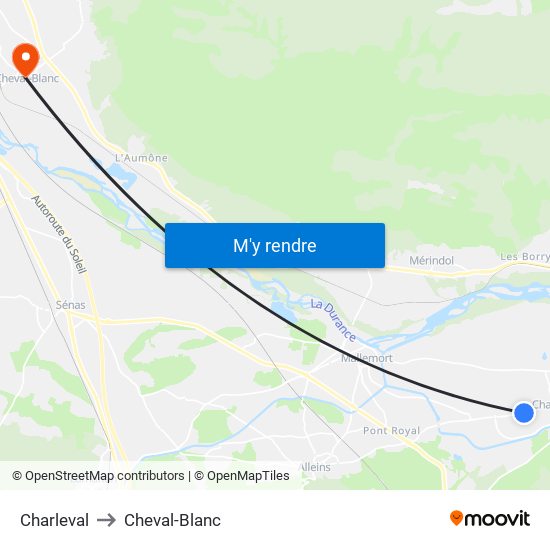 Charleval to Cheval-Blanc map