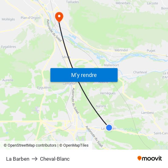 La Barben to Cheval-Blanc map