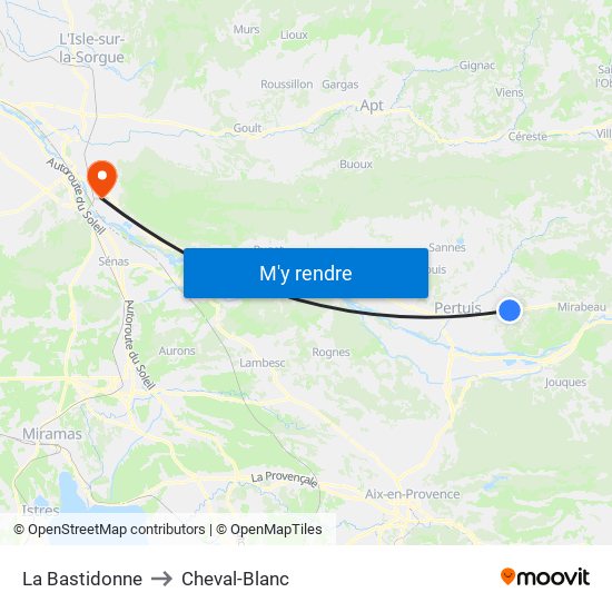 La Bastidonne to Cheval-Blanc map