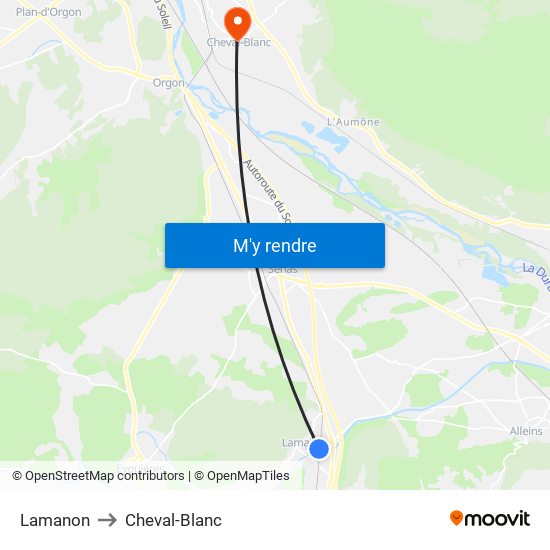Lamanon to Cheval-Blanc map