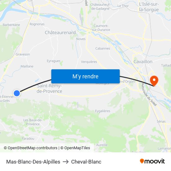 Mas-Blanc-Des-Alpilles to Cheval-Blanc map