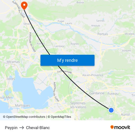 Peypin to Cheval-Blanc map