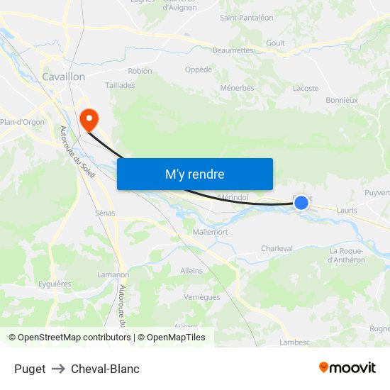 Puget to Cheval-Blanc map