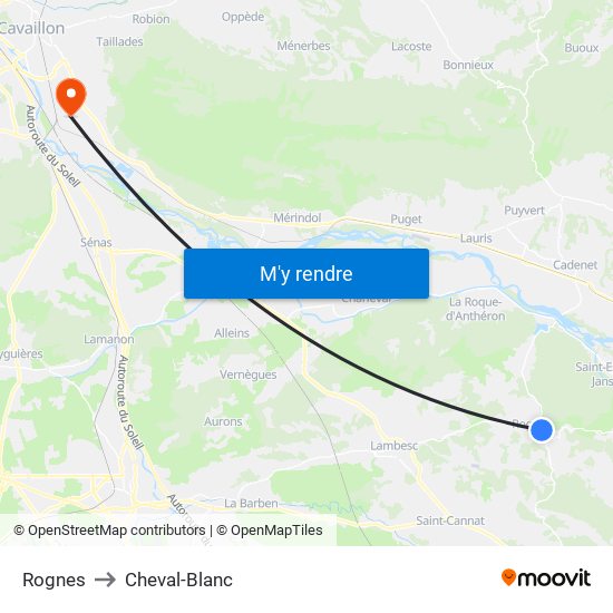 Rognes to Cheval-Blanc map
