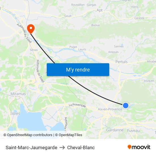 Saint-Marc-Jaumegarde to Cheval-Blanc map