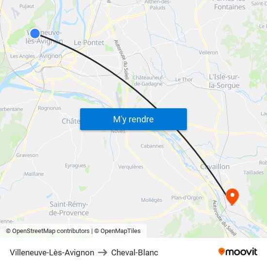 Villeneuve-Lès-Avignon to Cheval-Blanc map