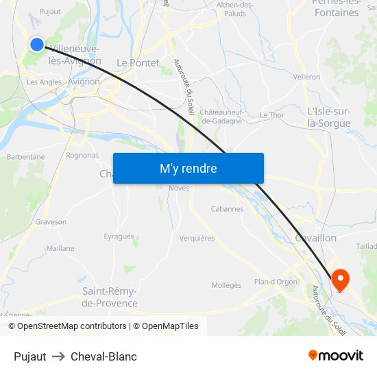 Pujaut to Cheval-Blanc map