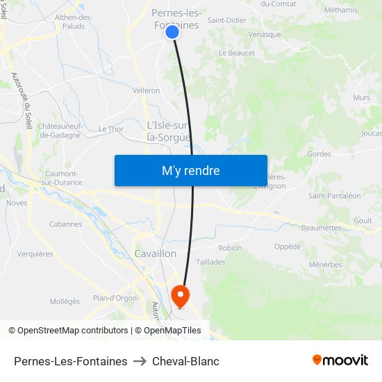 Pernes-Les-Fontaines to Cheval-Blanc map