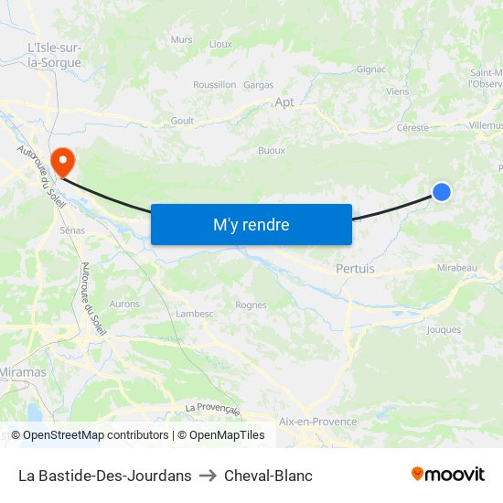 La Bastide-Des-Jourdans to Cheval-Blanc map